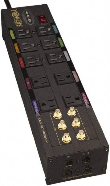 Tripp-Lite - 10 Outlets, 120 VAC15 Amps, 10' Cord, Power Outlet Strip - Floor, Keyhole Mount, 5-15 NEMA Configuration, 3-1/2" Strip - Americas Industrial Supply