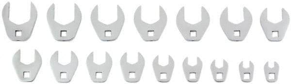Proto - 16 Piece 3/8" Drive Open End Crowfoot Wrench Set - 9, 10, 11, 12, 13, 14, 15, 16, 17, 18, 19, 20, 21, 22, 23 & 24mm - Americas Industrial Supply