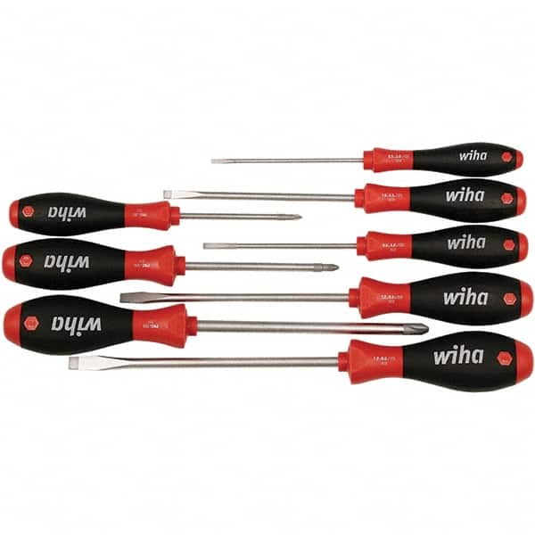 Wiha - 8 Piece Slotted & Phillips Screwdriver Set - Bit Sizes: Philips #1, #2 & #3, Comes in Box - Americas Industrial Supply