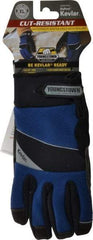 Youngstown - Size XL (10), ANSI Cut Lvl 4, Puncture Lvl 3, Abrasion Lvl 4, Kevlar Cut & Puncture Resistant Gloves - Kevlar/Micro Fleece Lining, Hook & Loop Cuff, Blue/Black, Paired - Americas Industrial Supply
