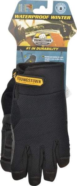Youngstown - Size S (7) Synthetic Suede Cold Protection & Waterproof Work Gloves - For Mechanic's & Lifting, Uncoated, Hook & Loop Cuff, Full Fingered, Black, Paired - Americas Industrial Supply