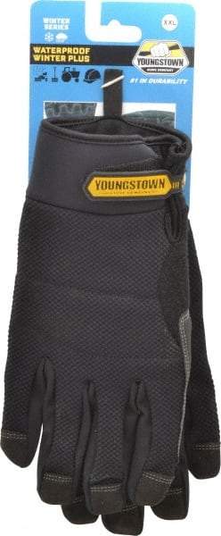 Youngstown - Size 2XL (11) Synthetic Suede Cold Protection & Waterproof Work Gloves - For Mechanic's & Lifting, Uncoated, Hook & Loop Cuff, Full Fingered, Black, Paired - Americas Industrial Supply