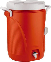 Rubbermaid - 5 Gal Beverage Cooler - Plastic, Orange/White - Americas Industrial Supply