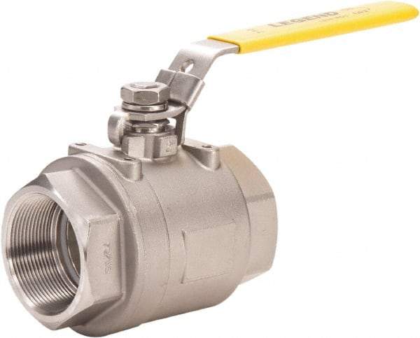 Legend Valve - 4" Pipe, Full Port, Stainless Steel Full Port Ball Valve - 2 Piece, FNPT x FNPT Ends, Locking Lever Handle, 800 WOG, 150 WSP - Americas Industrial Supply