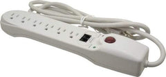 Hubbell Wiring Device-Kellems - 6 Outlets, 125 Volts, 15 Amps, 6' Cord, Power Outlet Strip - Free Hanging Mount, 5-15R NEMA Configuration - Americas Industrial Supply