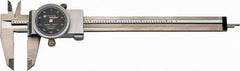 TESA Brown & Sharpe - 0" to 6" Range, 0.001" Graduation, 0.1" per Revolution, Dial Caliper - Black Face, 1.5" Jaw Length, Accurate to 0.02mm/0.03mm - Americas Industrial Supply