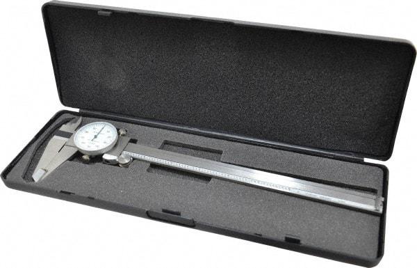 Value Collection - 0" to 8" Range, 0.001" Graduation, 0.1" per Revolution, Dial Caliper - White Face - Americas Industrial Supply