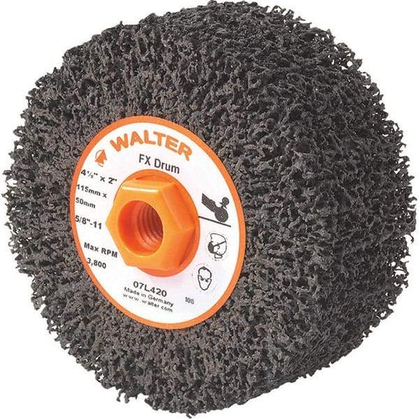 WALTER Surface Technologies - 4-1/2" Diam, Aluminum Oxide Unmounted Flap Wheels - 5/8" Hole, 2" Wide, Nonwoven, Coarse Grade, 3,800 Max RPM - Americas Industrial Supply