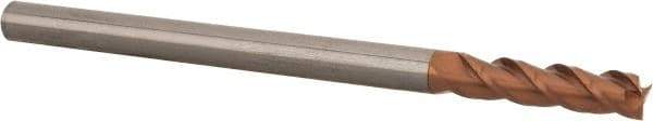 Accupro - 3/8", 1-1/2" LOC, 3/8" Shank Diam, 6" OAL, 3 Flute, Solid Carbide Square End Mill - Single End, TiCN Finish, Spiral Flute, 40° Helix, Centercutting, Right Hand Cut, Right Hand Flute - Americas Industrial Supply