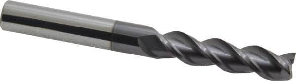 Accupro - 3/8", 1-1/2" LOC, 3/8" Shank Diam, 3-1/2" OAL, 3 Flute, Solid Carbide Square End Mill - Single End, AlTiN Finish, Spiral Flute, 40° Helix, Centercutting, Right Hand Cut, Right Hand Flute - Americas Industrial Supply