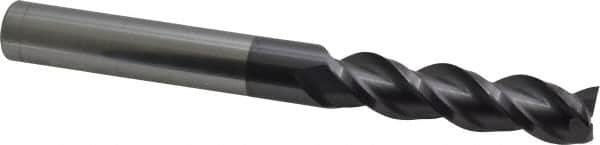 Accupro - 5/8", 2-1/2" LOC, 5/8" Shank Diam, 6" OAL, 3 Flute, Solid Carbide Square End Mill - Single End, AlTiN Finish, Spiral Flute, 40° Helix, Centercutting, Right Hand Cut, Right Hand Flute - Americas Industrial Supply