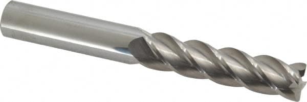 Accupro - 1/2", 4 Flute, Single End, Solid Carbide, 0.03" Corner Radius End Mill - 4" OAL, 40° Helix, Right Hand Flute, 2" LOC, Right Hand Cut - Americas Industrial Supply