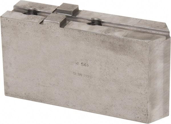 H & R Manufacturing - Tongue & Groove Attachment, Square Soft Lathe Chuck Jaw - Steel, 3" Btw Mount Hole Ctrs, 7-1/4" Long x 2" Wide x 3-13/16" High, 1/2" Groove - Americas Industrial Supply