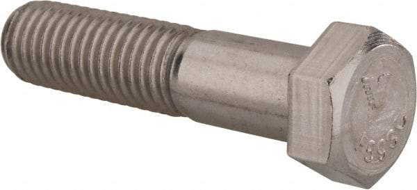 Value Collection - 9/16-18 UNF, 2-1/2" Length Under Head Hex Head Cap Screw - Partially Threaded, Grade 18-8 Stainless Steel, Uncoated, 13/16" Hex - Americas Industrial Supply