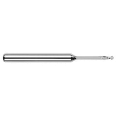 3/16″ Dia. × 1/8″ Shank × 0.57″ DOC × 2-1/2″ OAL, Carbide Uncoated, Standard , 2 Flute, Ballnose End Mill - Exact Industrial Supply