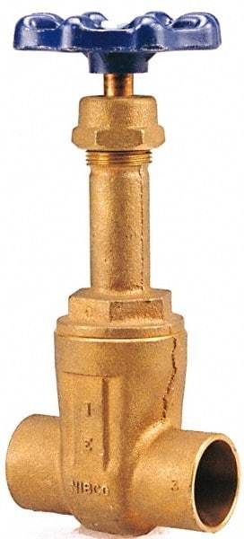 NIBCO - Class 125, Soldered Bronze Solid Wedge Rising Stem Gate Valve - 200 WOG, 125 WSP, Screw-In Bonnet - Americas Industrial Supply