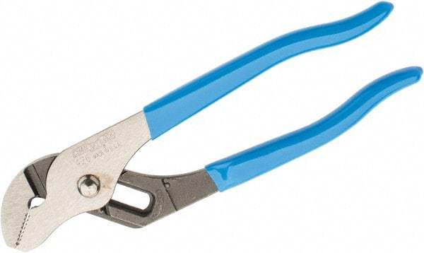 Channellock - 6-1/2" OAL, 7/8" Max Capacity, 5 Position Gooseneck Tongue & Groove Pliers - Straight Jaws, Plastic Dipped Handles - Americas Industrial Supply