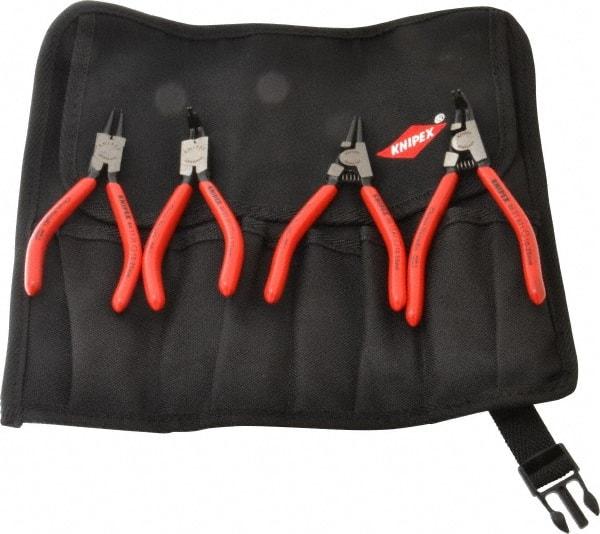 Knipex - 4 Piece, 1/2 to 1" Bore, 3/8 to 1" Shaft, Internal/External Retaining Ring Pliers Set - 0.051 to 0.053" Tip Diam Range - Americas Industrial Supply