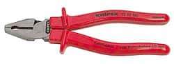 Knipex - 9" OAL, 1-3/4" Jaw Length x 1-1/8" Jaw Width, Side Cutting Pliers - Serrated Pipe Jaw, Flat Nose Head, Ergonomic Handles - Americas Industrial Supply