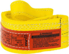 Lift-All - 3' Long x 3" Wide, 4,800 Lb Vertical Capacity, 1 Ply, Polyester Web Sling - 3,800 Lb Choker Capacity, Yellow - Americas Industrial Supply