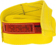 Lift-All - 16' Long x 4" Wide, 6,400 Lb Vertical Capacity, 1 Ply, Polyester Web Sling - 5,000 Lb Choker Capacity, Yellow - Americas Industrial Supply