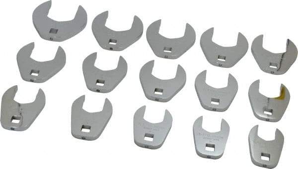 Proto - 15 Piece 1/2" Drive Open End Crowfoot Wrench Set - 1-1/16 to 2", with Clip Rail - Americas Industrial Supply