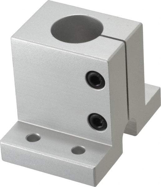 80/20 Inc. - 3 Inch Wide x 2-1/2 Inch High x 2-1/8 Inch Deep Single Shaft Stanchion Base - 1.004 Inch Hole x 0.257 Inch Bolt Hole Diameter - Americas Industrial Supply