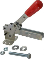 De-Sta-Co - 1,000 Lb Holding Capacity, Vertical Handle, Manual Hold Down Toggle Clamp - 180° Handle Movement, 115° Bar Opening, U-Bar, Flanged Base, Electro-Plated Zinc, Carbon Steel - Americas Industrial Supply