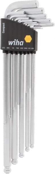 Wiha - 13 Piece L-Key Ball End Hex Key Set - Hex Range 1/2 to 3/8", Chrome Vanadium Molybdenum - Americas Industrial Supply