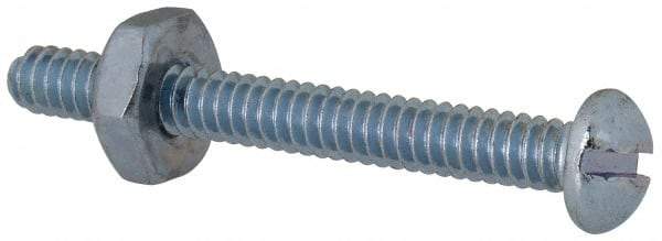 Value Collection - #6-32 UNC, 1-1/4" Length Under Head Slotted Drive Machine Screw - Round Head, Grade 2 Steel, Zinc-Plated Finish, Without Washer - Americas Industrial Supply