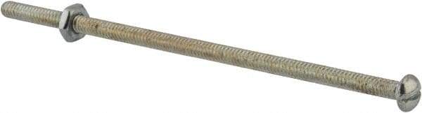 Value Collection - #10-24 UNC, 5" Length Under Head Slotted Drive Machine Screw - Round Head, Grade 2 Steel, Zinc-Plated Finish, Without Washer - Americas Industrial Supply
