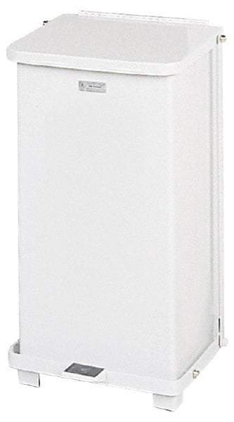 Rubbermaid - 12 Gal Square Unlabeled Trash Can - 23" High x 12" Long x 12" Wide, White, Steel - Americas Industrial Supply