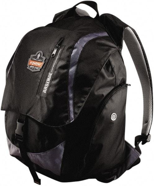 Ergodyne - 4 Pocket, 3600 Cubic Inch, Polyester Back Pack - 15 Inch Wide x 12 Inch Deep x 20 Inch High, Black, Model No. 5143 - Americas Industrial Supply