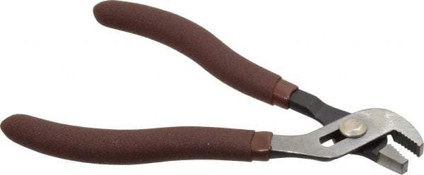 Paramount - 4-3/4" OAL, 1/2" Max Capacity, 3 Position Gooseneck Tongue & Groove Pliers - Serrated Straight Jaws, Standard Head, Plastic Dipped Handles - Americas Industrial Supply