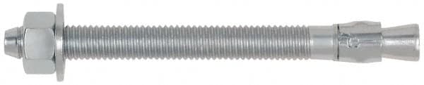 Powers Fasteners - 3/4" Diam, 3/4" Drill, 8-1/2" OAL, 1-1/4" Min Embedment Wedge Expansion Concrete Anchor - 1018 Steel, Zinc-Plated Finish, Hex Nut Head, Hex Drive, 6" Thread Length - Americas Industrial Supply