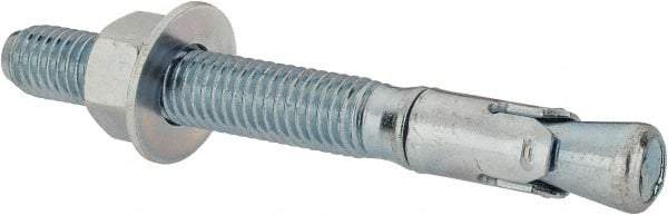Powers Fasteners - 1/2" Diam, 1/2" Drill, 4-1/2" OAL, 1" Min Embedment Wedge Expansion Concrete Anchor - 1018 Steel, Zinc-Plated Finish, Hex Nut Head, Hex Drive, 2-3/4" Thread Length - Americas Industrial Supply