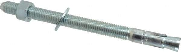 Powers Fasteners - 3/4" Diam, 3/4" Drill, 10" OAL, 1-1/2" Min Embedment Wedge Expansion Concrete Anchor - 1018 Steel, Zinc-Plated Finish, Hex Nut Head, Hex Drive, 7-1/2" Thread Length - Americas Industrial Supply