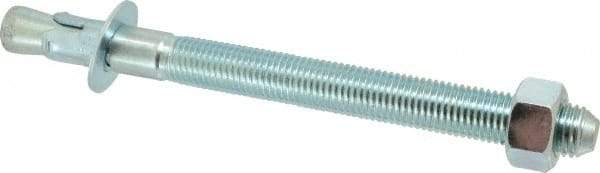 Powers Fasteners - 1" Diam, 1" Drill, 12" OAL, 2" Min Embedment Wedge Expansion Concrete Anchor - 1018 Steel, Zinc-Plated Finish, Hex Nut Head, Hex Drive, 8-3/8" Thread Length - Americas Industrial Supply
