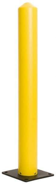Eagle - 5" Diam x 42" High, Yellow High Density Polyethylene Bollard - 10" Wide x 10" Long Mounting Plate, 5 Lb - Americas Industrial Supply