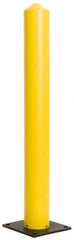 Eagle - 5" Diam x 42" High, Yellow High Density Polyethylene Bollard - 10" Wide x 10" Long Mounting Plate, 5 Lb - Americas Industrial Supply