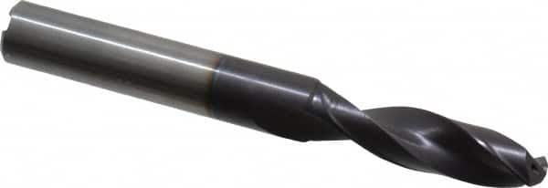 Accupro - 11mm 140° Spiral Flute Solid Carbide Screw Machine Drill Bit - AlTiN Finish, Right Hand Cut, 41.3mm Flute Length, 102mm OAL, Standard Point, Straight Shank, Through Coolant - Americas Industrial Supply