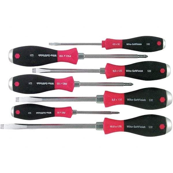 Wiha - 7 Piece Slotted & Phillips Screwdriver Set - Bit Sizes: Philips #1, #2 & #3, Comes in Box - Americas Industrial Supply