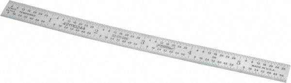Fowler - 6" Long, 1/100, 1/64, 1/32, 1/10" Graduation, Flexible Steel Rule - 5R Graduation Style, Silver - Americas Industrial Supply