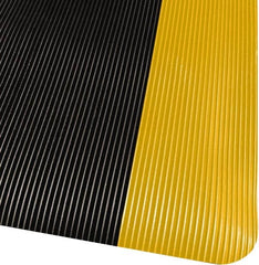 PRO-SAFE - 3' Long x 2' Wide, Dry Environment, Anti-Fatigue Matting - Black with Yellow Borders, Vinyl with Vinyl Sponge Base, Beveled on 4 Sides - Americas Industrial Supply