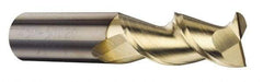 Accupro - 25mm, 38mm LOC, 25mm Shank Diam, 100mm OAL, 2 Flute, Solid Carbide Square End Mill - Single End, ZrN Finish, Spiral Flute, 45° Helix, Centercutting, Right Hand Cut, Right Hand Flute - Americas Industrial Supply