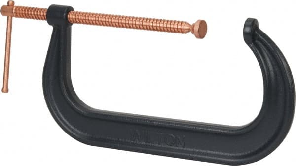 Wilton - Regular-Duty 12-1/4" Max Opening, 6-5/16" Throat Depth, Forged Steel Standard C-Clamp - 9,300 Lb Capacity, 2" Min Opening, Deep Throat - Americas Industrial Supply