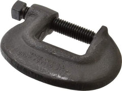 Wilton - Extra Heavy-Duty 1-3/8" Max Opening, 1-3/32" Throat Depth, Forged Steel Standard C-Clamp - 5,600 Lb Capacity, 0" Min Opening, Standard Throat Depth, Cold Drawn Steel Screw - Americas Industrial Supply