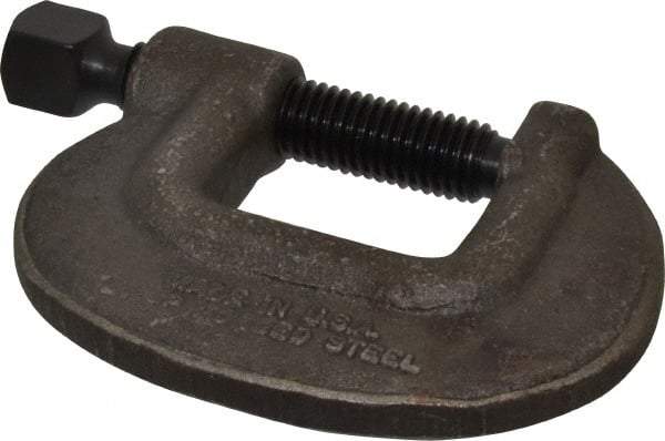 Wilton - Extra Heavy-Duty 1-3/4" Max Opening, 1-3/16" Throat Depth, Forged Steel Standard C-Clamp - 8,750 Lb Capacity, 0" Min Opening, Standard Throat Depth, Cold Drawn Steel Screw - Americas Industrial Supply