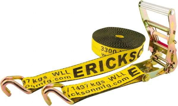 Erickson Manufacturing - 40' Long x 2" Wide, 10,000 Lb Basket Capacity, Polyester & Steel Web Sling - Yellow - Americas Industrial Supply