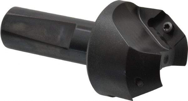 Kyocera - 35° Lead Angle, 1" Max Cut Diam, 1" Min Cut Diam, 0.472" Max Depth of Cut, Indexable Chamfer and Angle End Mill - 2 Inserts, XPMT 15T3.. Insert Style, 3.15" Overall Length, Straight Shank - Americas Industrial Supply